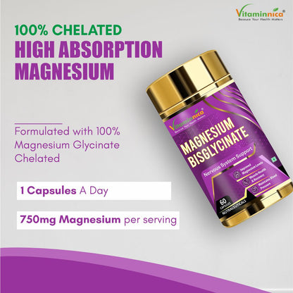 Vitaminnica Magnesium Bisglycinate- 60 Capsules - Vitaminnica Healthcare