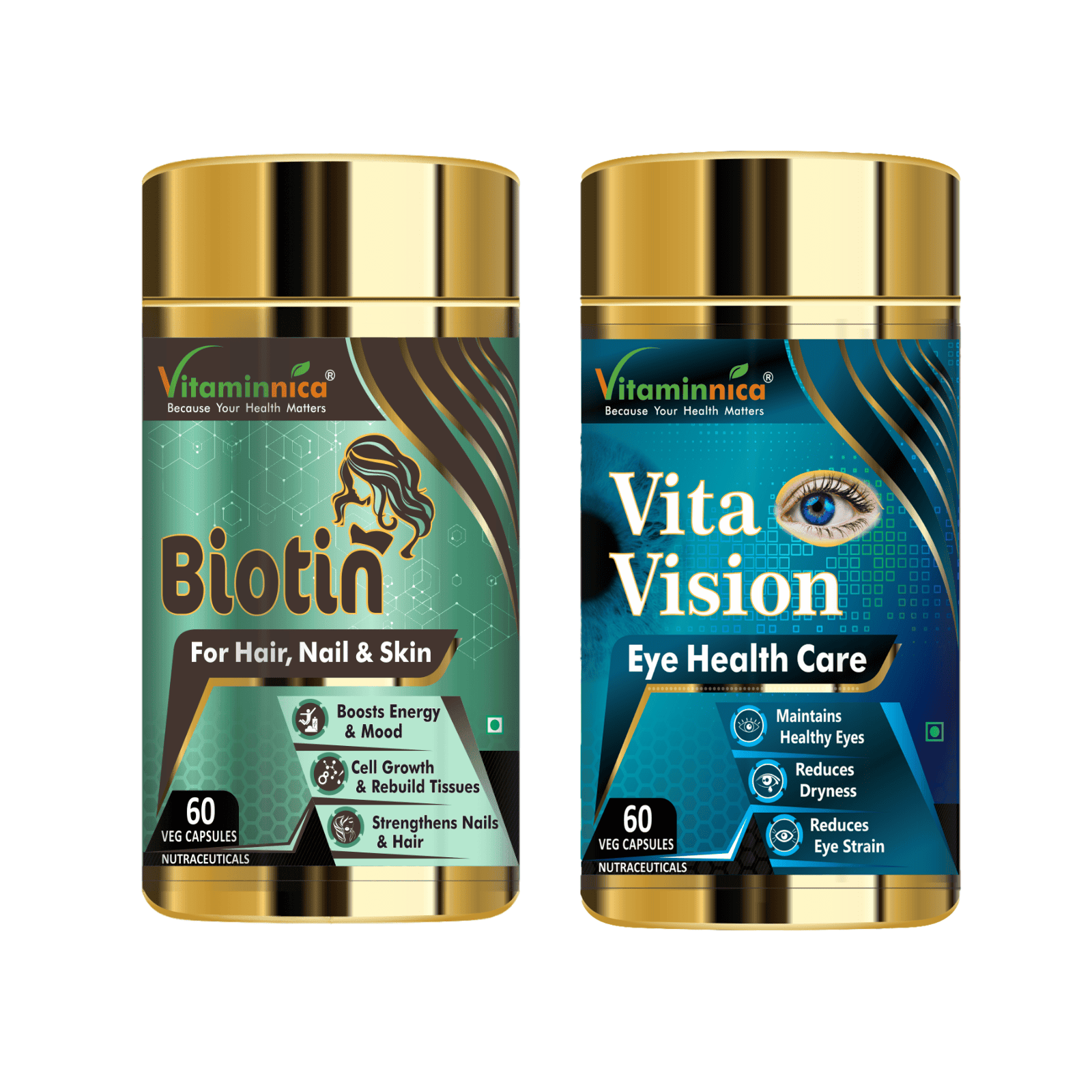 Biotin + Vita Vision Combo: Eye Health and Antioxidant Support - 120 Capsules - vitaminnicahealthcare