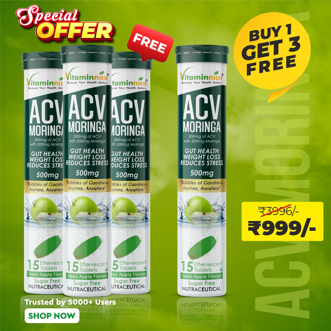 Vitaminnica ACV Moringa Effervescent- 15 Tablets | Supports Digestion, Detox & Weight Management- Buy1 Get3 Free - Vitaminnica Healthcare