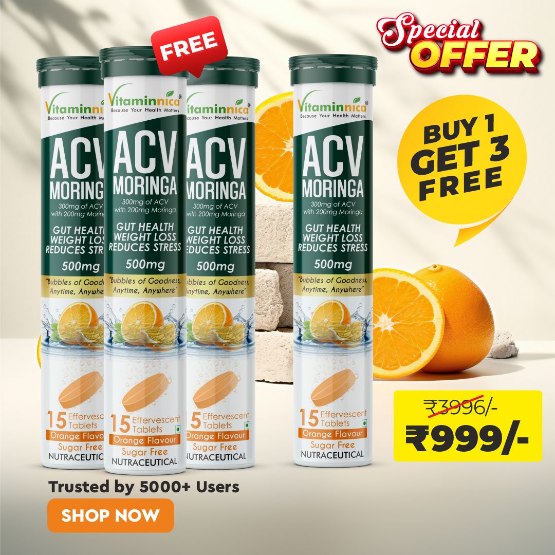 Vitaminnica ACV Moringa Effervescent- 15 Tablets | Supports Digestion, Detox & Weight Management- Buy1 Get3 Free - Vitaminnica Healthcare