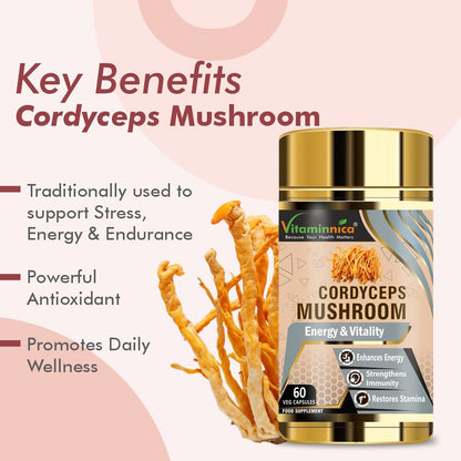 Vitaminnica Cordyceps Mushroom- 60 Capsules - Vitaminnica Healthcare