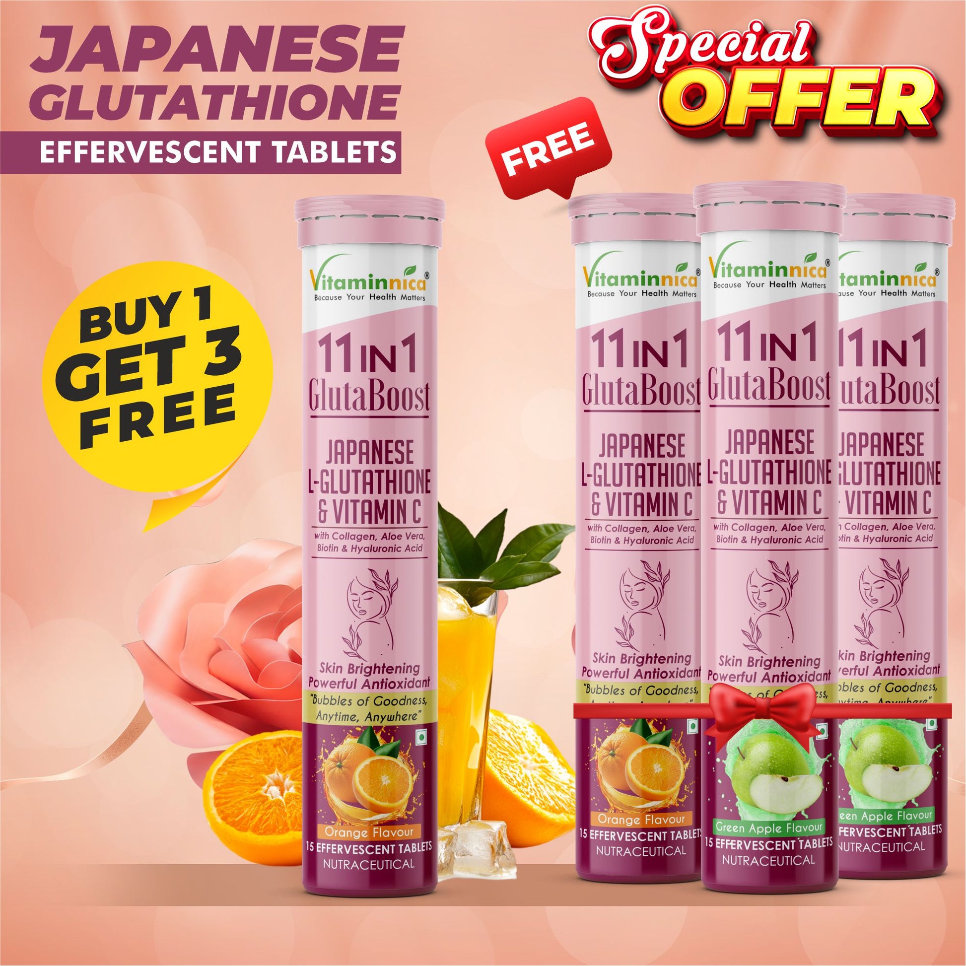 Vitaminnica Gluta Boost 11in1 Combo- Rejuvenates Skin, Hair & Nails- 1 Vitaminnica Healthcare Vitaminnica Gluta Boost 11in1 Combo- Rejuvenates Skin, Hair & Nails- 1 Vitaminnica Healthcare