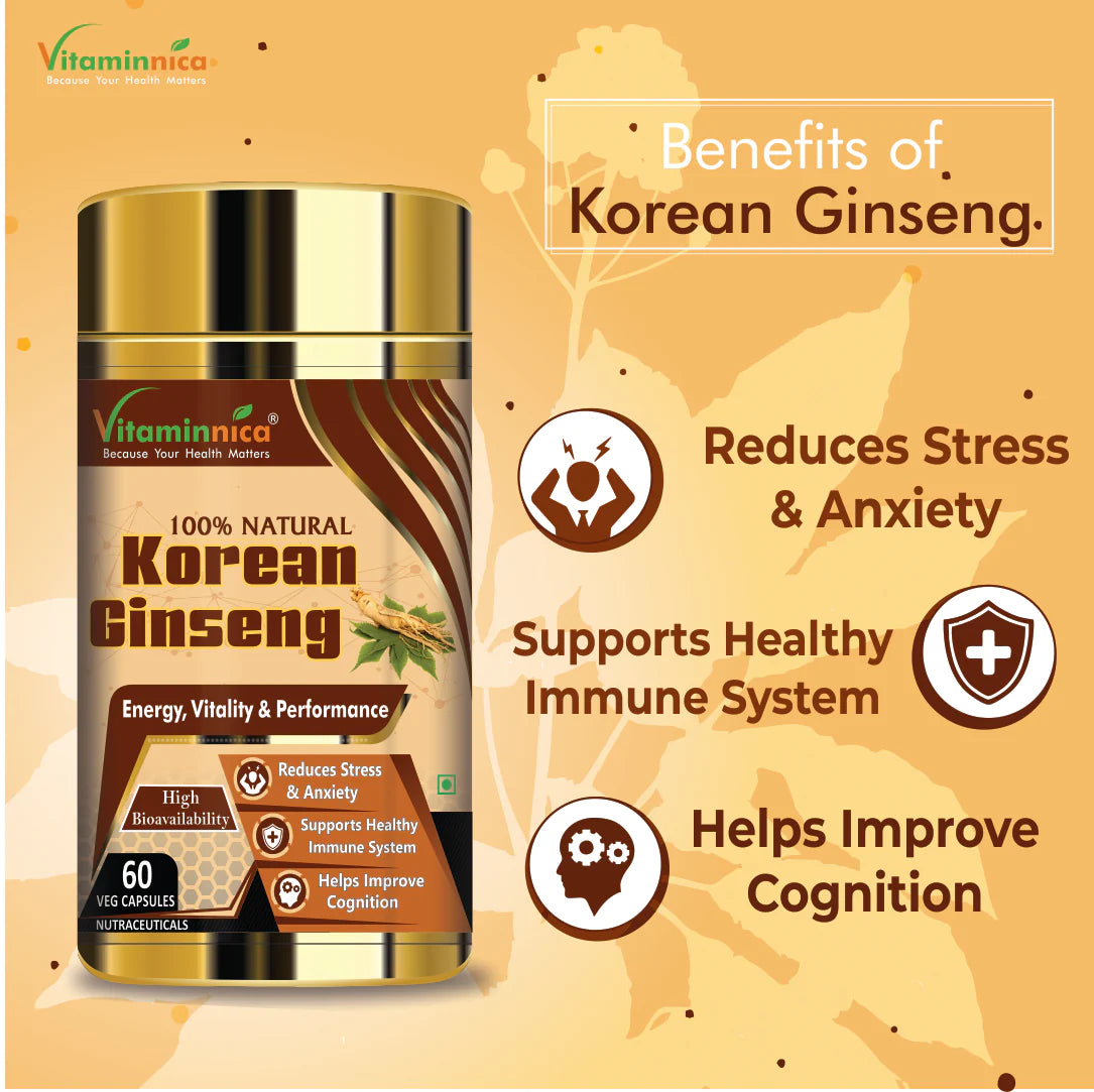 Biotin + Korean Ginseng Combo: Energy and Stamina Boost - 120 Capsules - vitaminnicahealthcare