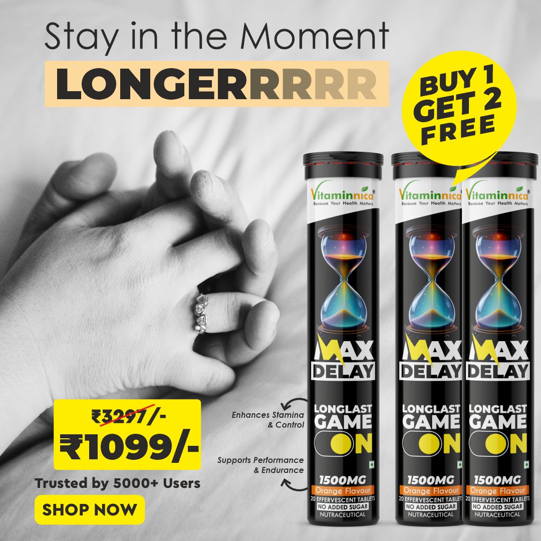 Vitaminnica Max Delay- 20 Effervescent Tablets- Buy 1 Get 2 Free | Natural Vitality, Performance & Endurance Booster for Men - Vitaminnica Healthcare