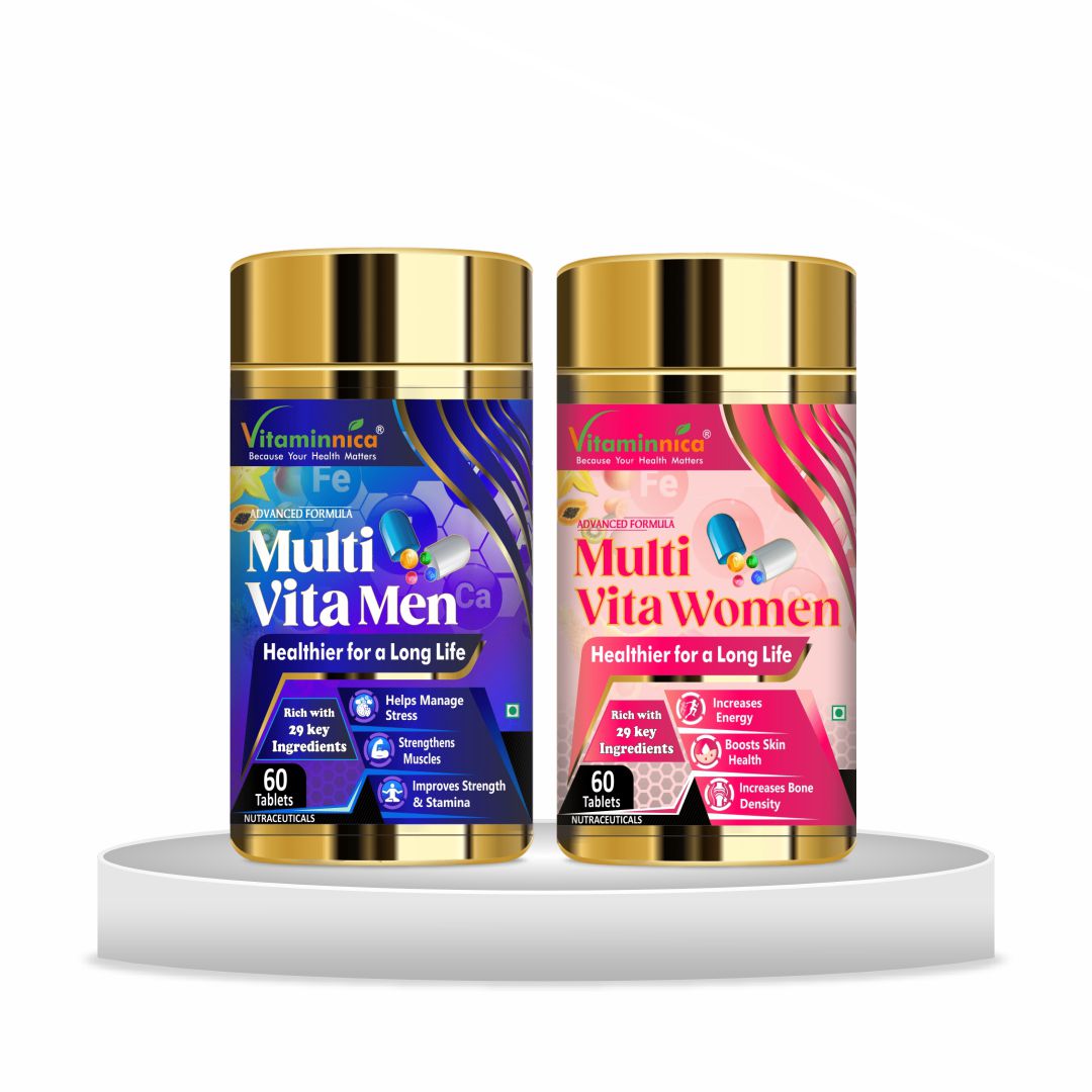 Multi Vita Men & Women Combo Pack- 60 Tablets | Multivitamins for Overall Health & Immunity - Vitaminnica Healthcare