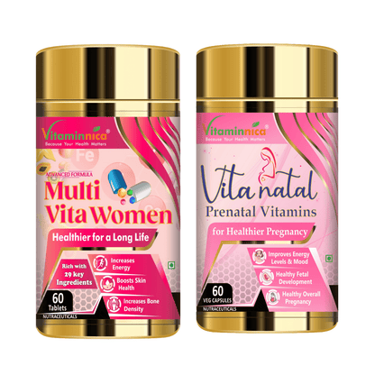 Multivita Women + Vitanatal Prenatal Combo: Prenatal Health and Nutritional Support for Women - 120 Capsules - vitaminnicahealthcare
