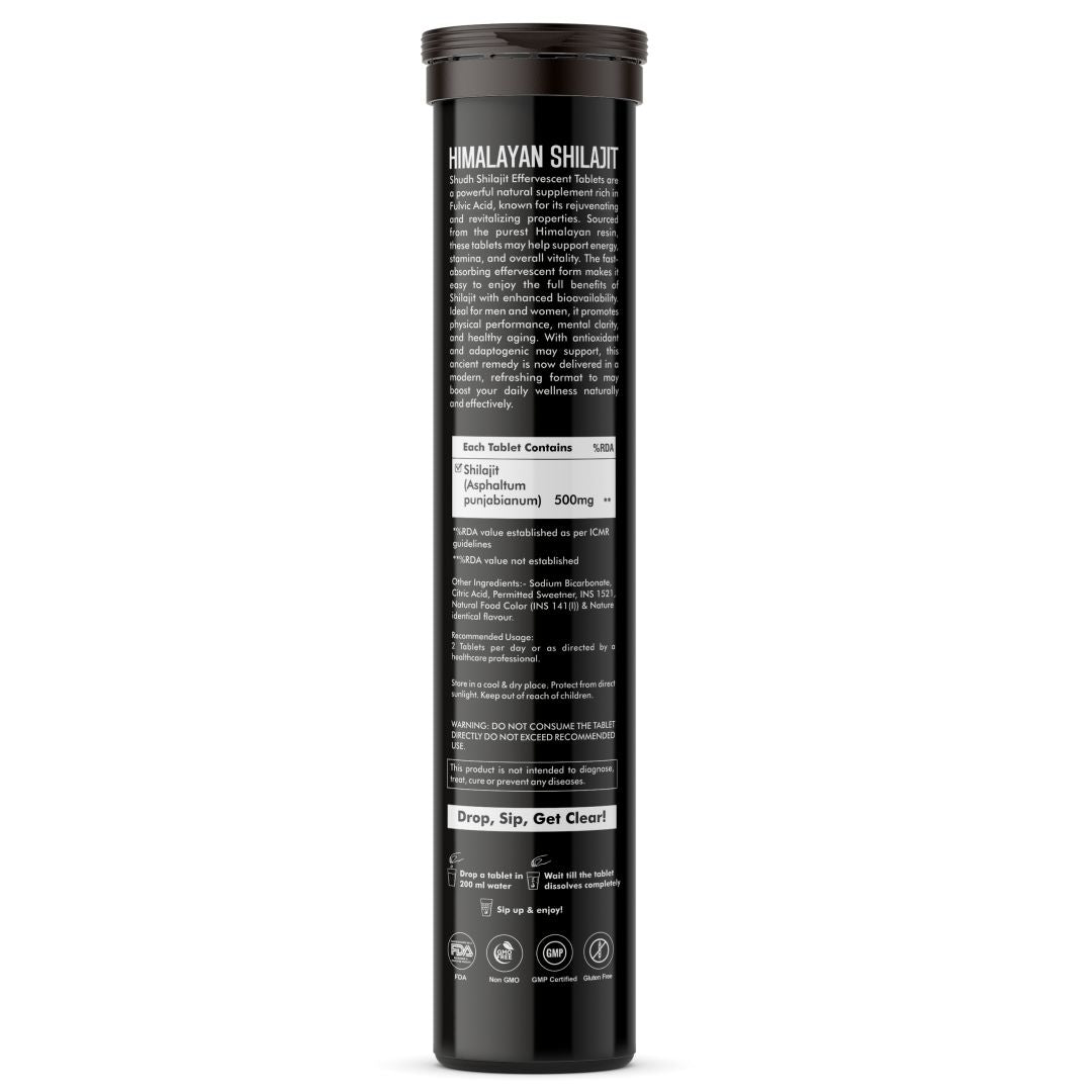 Vitaminnica Shilajit- 20 Effervescent Tablets – Natural Energy, Strength & Stamina Booster for Men & Women | Himalayan Shilajit Extract with Fulvic Acid for Vitality & Performance - Vitaminnica Healthcare