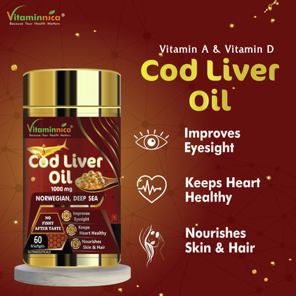 Omega 3 + COD Liver Oil Combo: Essential Omega-3 and Liver Health - 120 Softgels - vitaminnicahealthcare