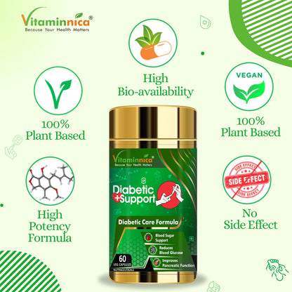 Black Garlic + Diabetic Support Combo: Blood Sugar Balance and Energy Support - 120 Capsules - vitaminnicahealthcare