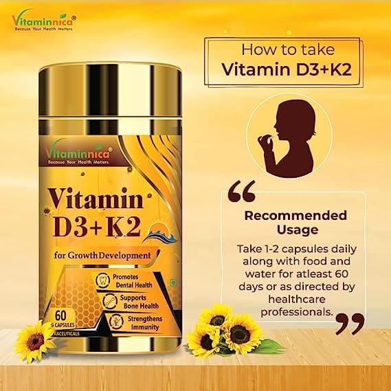 Biotin + D3K2 Combo: Bone Health and Vitamin D Absorption - 120 Capsules - vitaminnicahealthcare