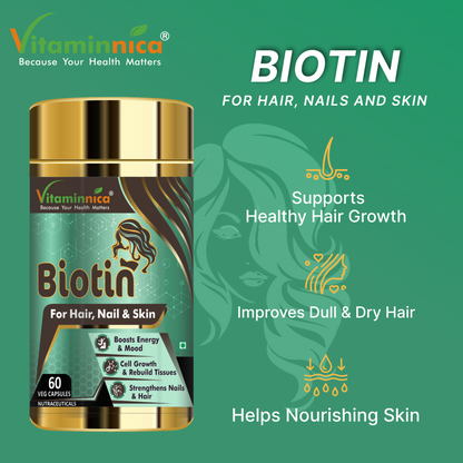 Vitaminnica Combo Pack for Women- Biotin for Hair, Nails, Skin- 60 Capsules with Multi Vita Women for Overall Health & Immunity- 60 Tablets - vitaminnicahealthcare