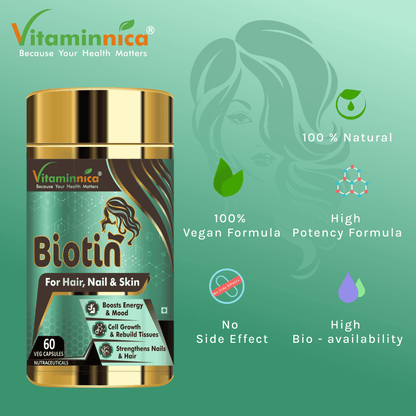Vitaminnica Combo Pack for Women- Biotin for Hair, Nails, Skin- 60 Capsules with Multi Vita Women for Overall Health & Immunity- 60 Tablets - vitaminnicahealthcare