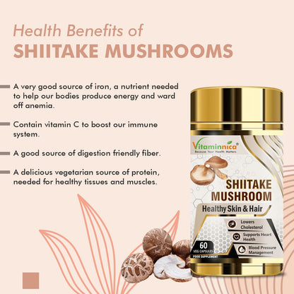 Vitaminnica Shiitake Mushroom- 60 Capsules - Vitaminnica Healthcare