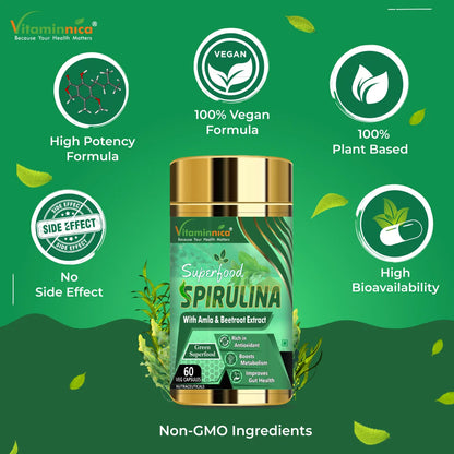 Black Garlic + Spirulina Combo: Immune Support and Nutritional Boost - 120 Capsules - vitaminnicahealthcare