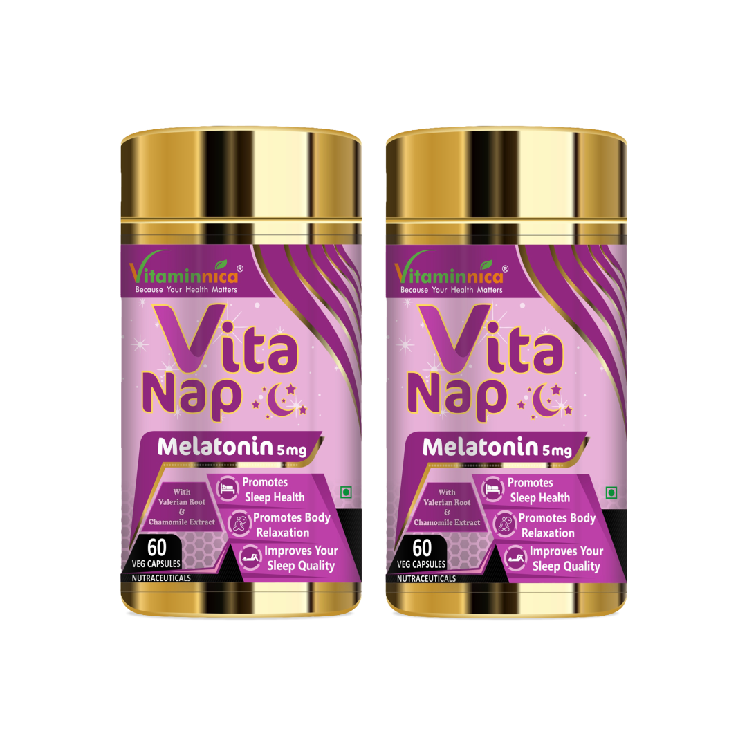 Vitaminnica Vita Nap- Melatonin 5mg Natural Sleep Support & Stress Relief | 60 Capsules - vitaminnicahealthcare