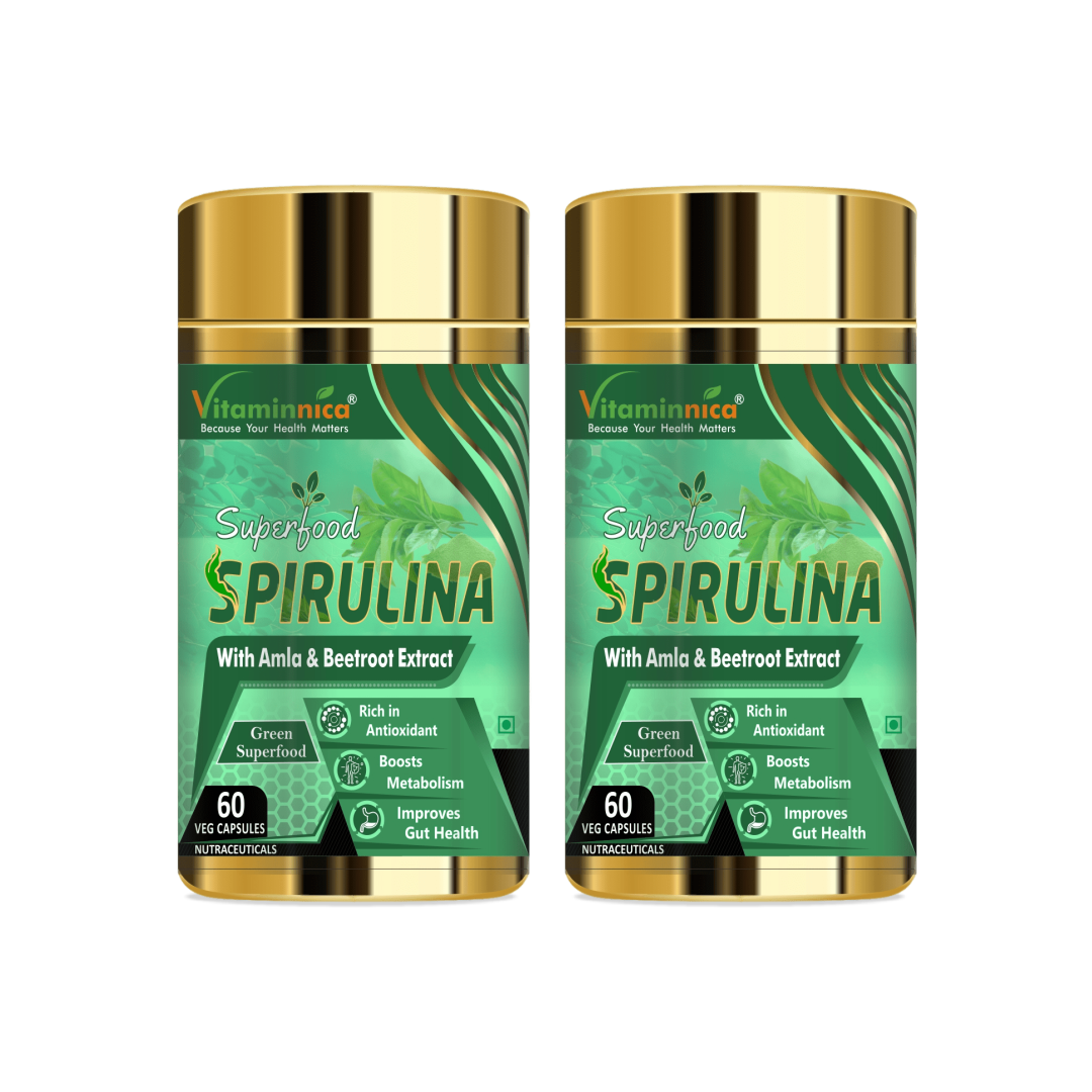 Vitaminnica Spirulina Super Green Foods-60 Capsules - vitaminnicahealthcare