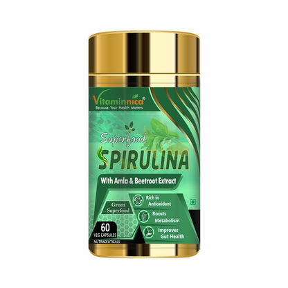 Vitaminnica Spirulina Super Green Foods-60 Capsules - vitaminnicahealthcare
