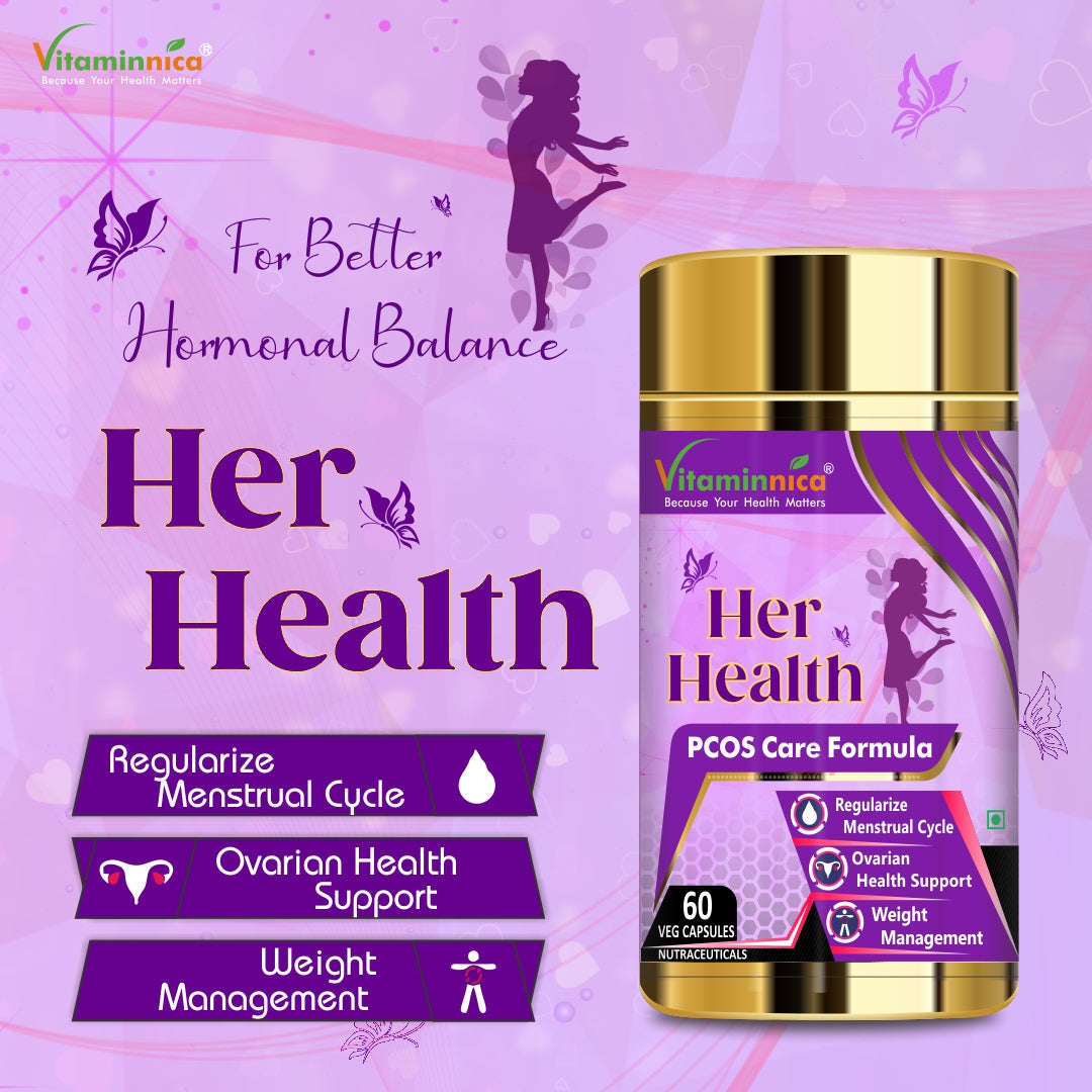 Vitaminnica Her Health PCOS Care- 60 Capsules - vitaminnicahealthcare
