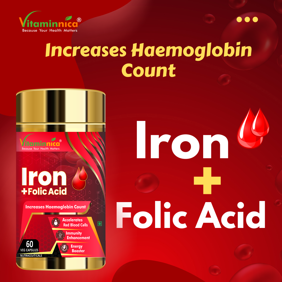 Vitaminnica Iron+Folic Acid- 60 Capsules - vitaminnicahealthcare