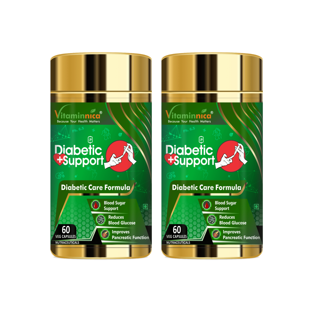 Vitaminnica Diabetic Support - Monitor Blood sugar, Glucose and Pancreatic function- 60 Capsules - vitaminnicahealthcare