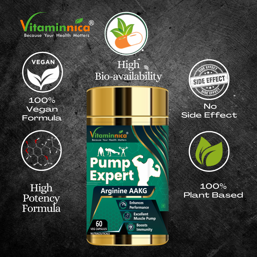 Vitaminnica PUMP EXPERT Arginine AAKG- 60 Capsules - vitaminnicahealthcare
