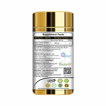 Vitaminnica Black Garlic -60 Capsules - vitaminnicahealthcare