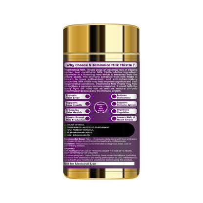 Vitaminnica Milk Thistle Natural Liver Support-60 Capsules - vitaminnicahealthcare