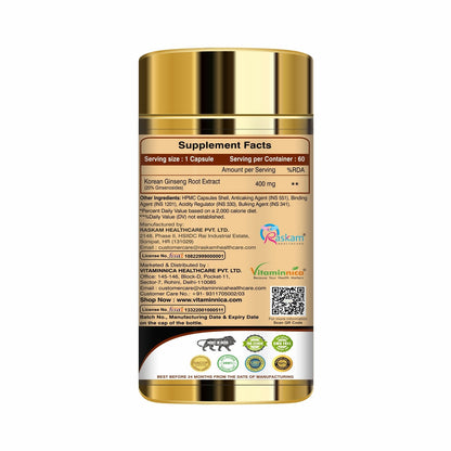 Vitaminnica Korean Ginseng-60 Capsules - vitaminnicahealthcare