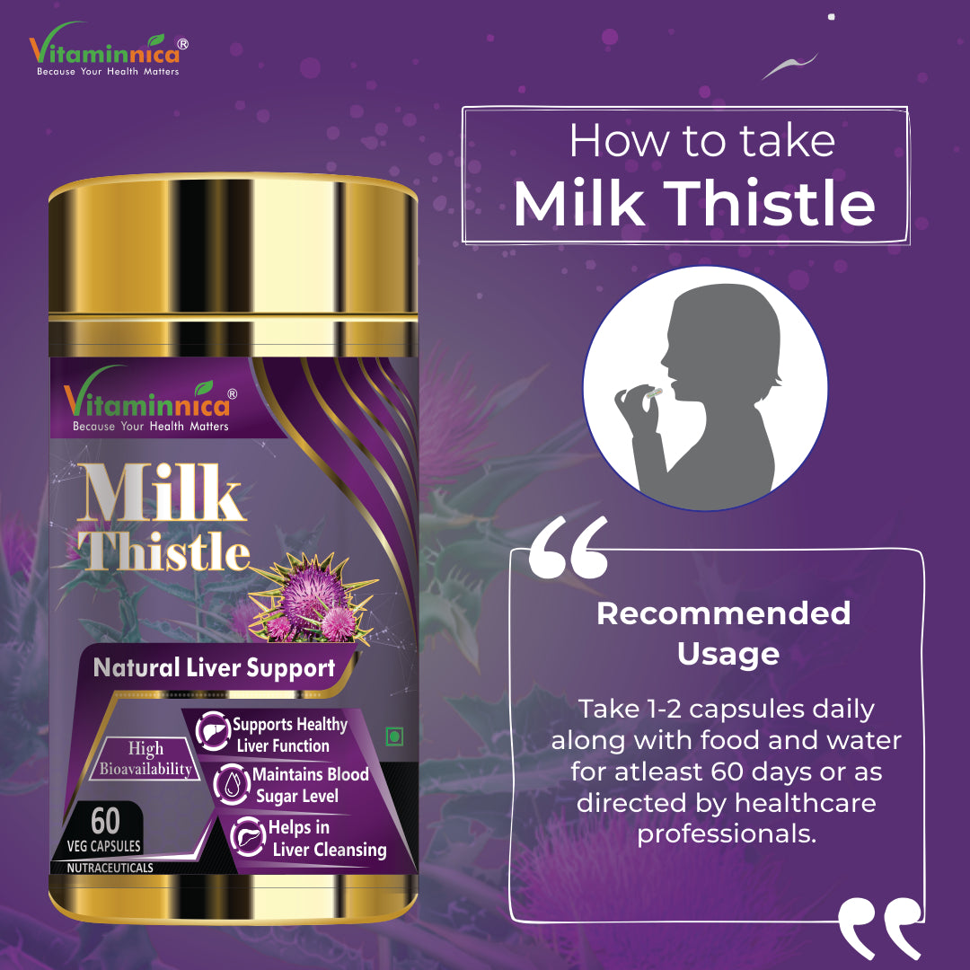 Vitaminnica Milk Thistle Natural Liver Support-60 Capsules - vitaminnicahealthcare