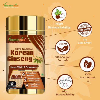 Vitaminnica Korean Ginseng-60 Capsules - vitaminnicahealthcare