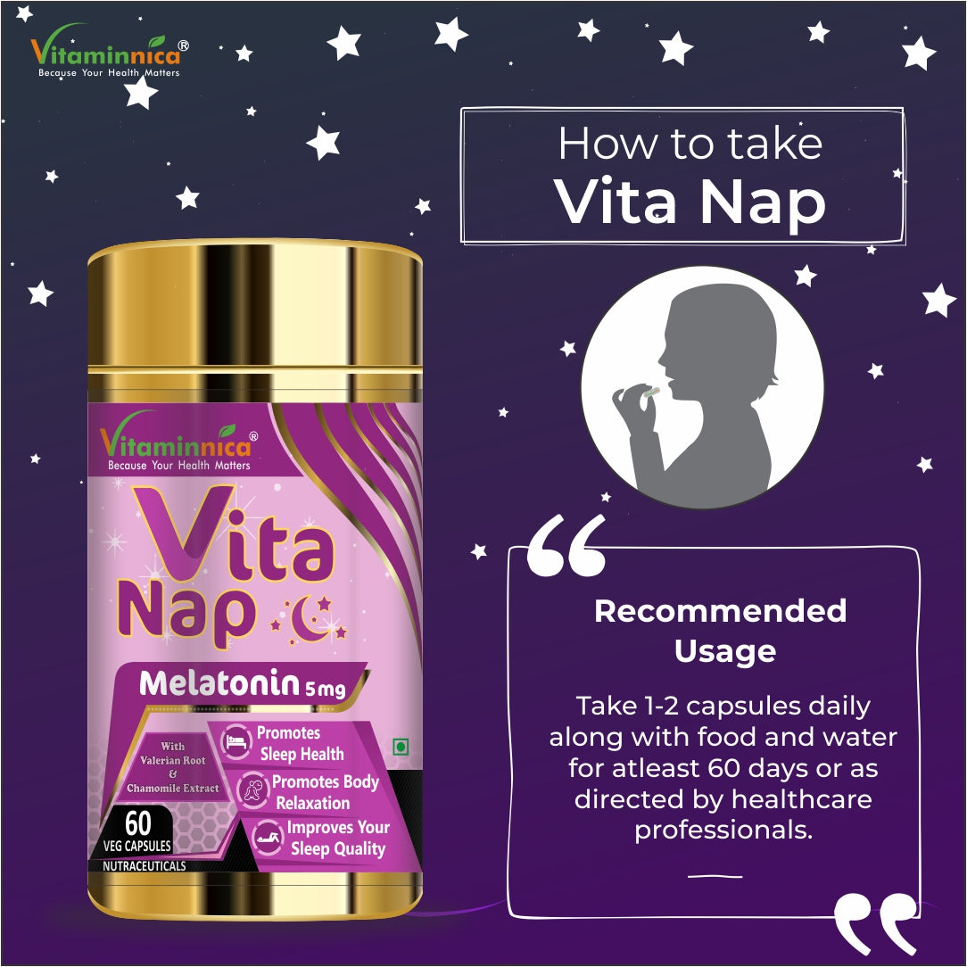 Vitaminnica Vita Nap Sleep Support-60 Capsules - vitaminnicahealthcare