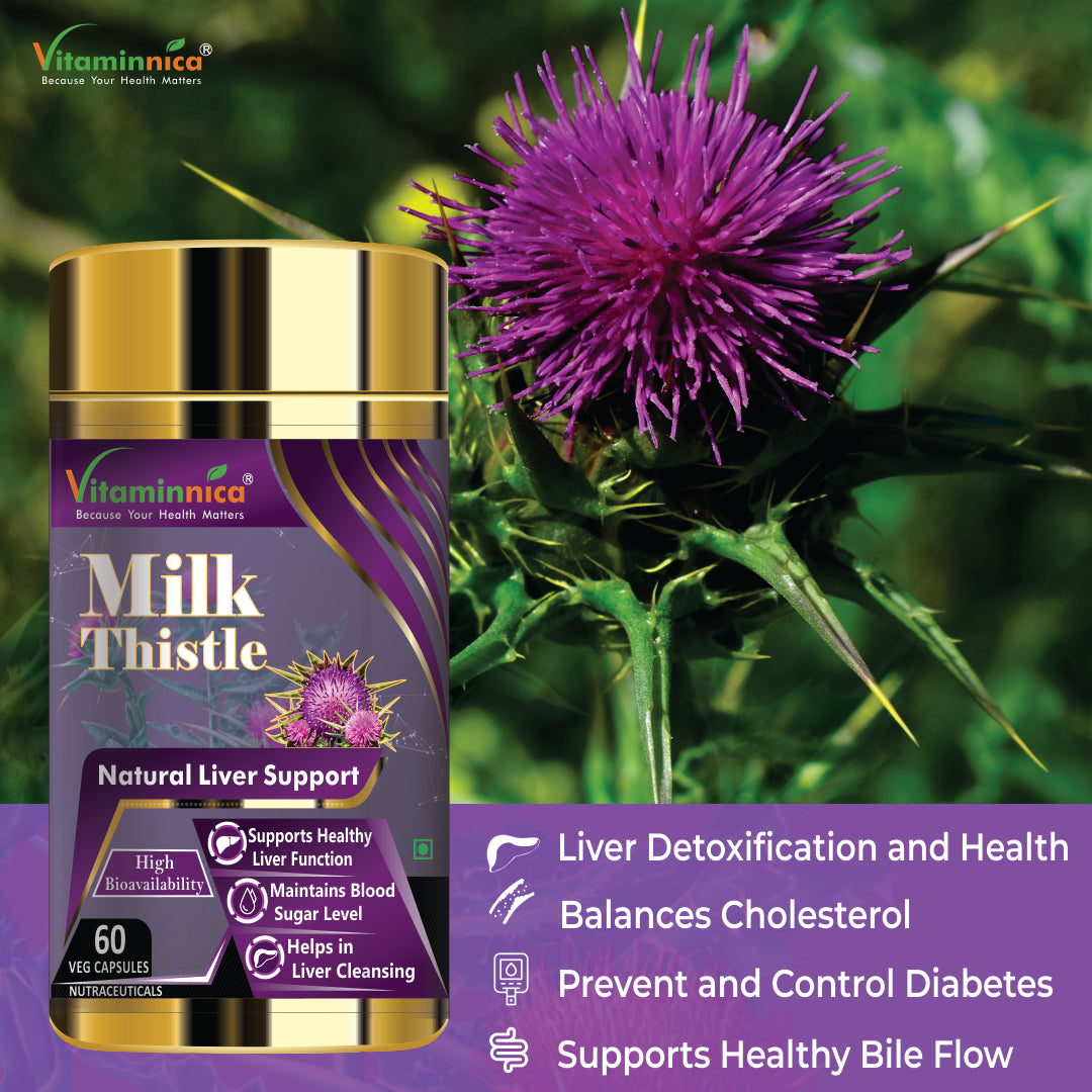 Vitaminnica Milk Thistle Natural Liver Support-60 Capsules - vitaminnicahealthcare