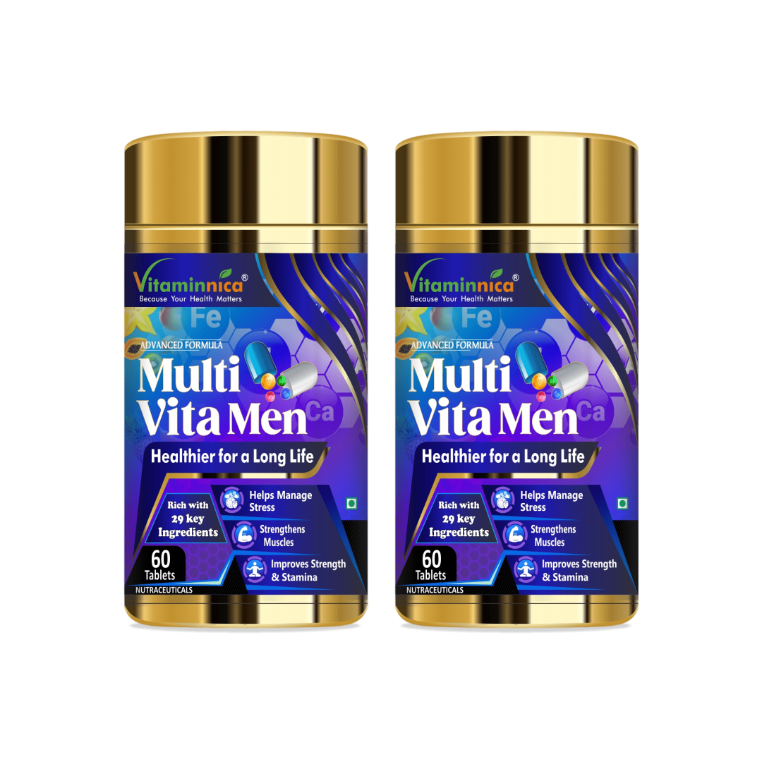 Vitaminnica Multi Vita Men (Multivitamins) - Boosts Strength, Stamina and Manages Stress - 60 Tablets - vitaminnicahealthcare
